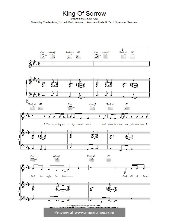 King of Sorrow (Sade): Für Stimme und Klavier (oder Gitarre) by Andrew Hale, Stuart Matthewman