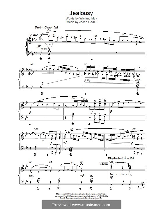 Jealousy: Für Stimme und Klavier (oder Gitarre) by Winifred May