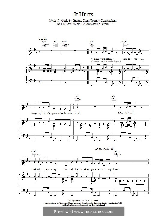 It Hurts (Wet Wet Wet): Für Stimme und Klavier (oder Gitarre) by Graeme Clark, Tom Cunningham, Neil Mitchell