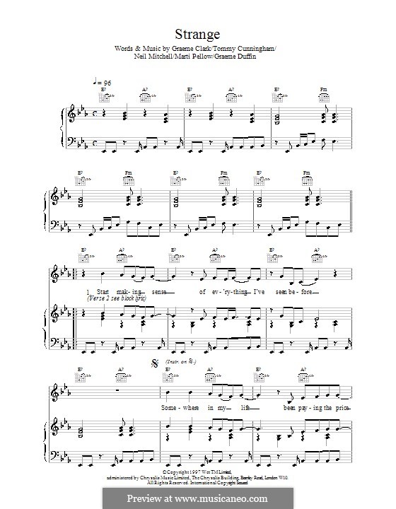 Strange (Wet Wet Wet): Für Stimme und Klavier (oder Gitarre) by Graeme Clark, Tom Cunningham, Neil Mitchell