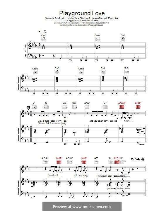 Playground Love (from The Virgin Suicides): Für Stimme mit Klavier oder Gitarre (Air) by Jean-Benoit Dunckel, Nicolas Godin