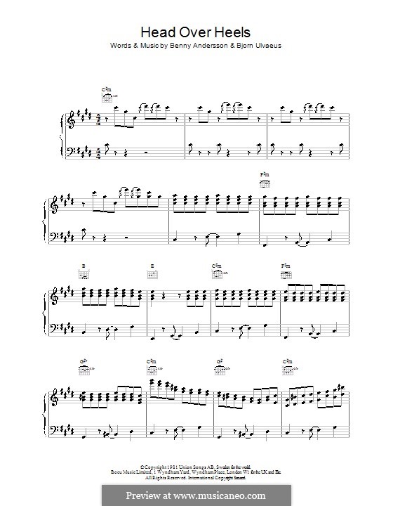 Head Over Heels (ABBA): Für Stimme und Klavier (oder Gitarre) by Benny Andersson, Björn Ulvaeus