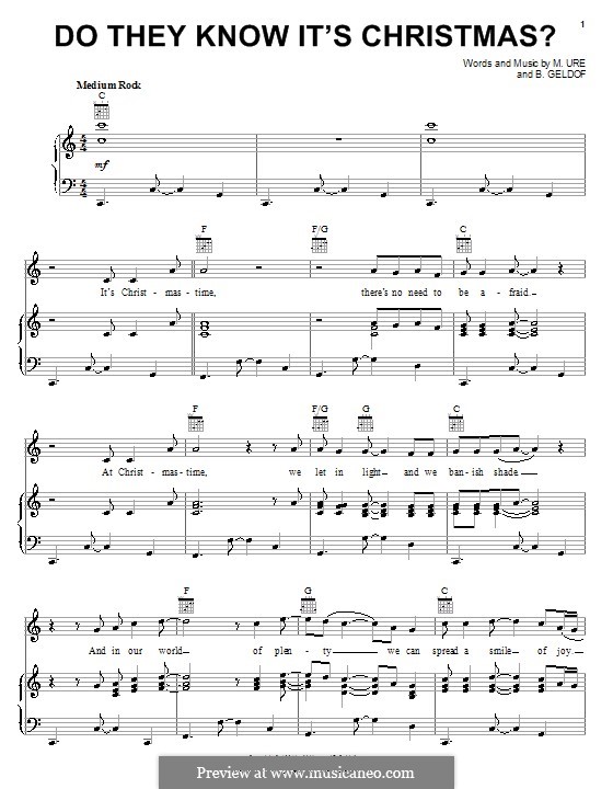Do They Know It's Christmas? (Feed the World): Für Stimme und Klavier (oder Gitarre) by Bob Geldof, Midge Ure