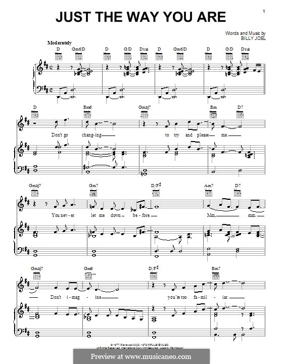 Just The Way You Are: Für Stimme und Klavier (oder Gitarre) by Billy Joel
