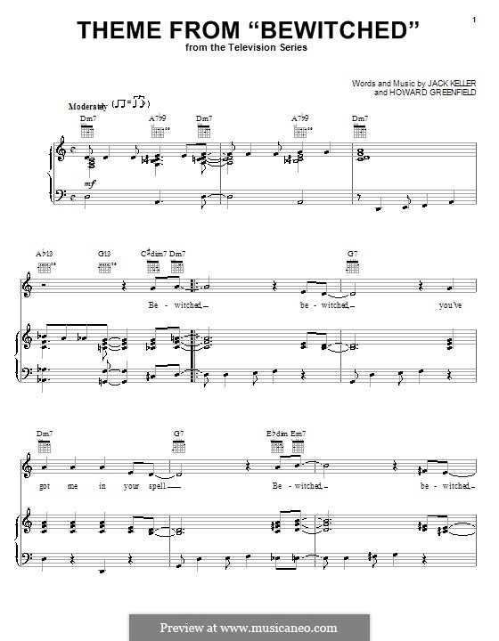 Theme from 'Bewitched': Für Stimme und Klavier (oder Gitarre) by Jack Keller