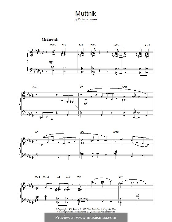 Muttnik: Einfache Noten für Klavier by Quincy Jones