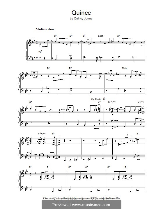 Quince: Einfache Noten für Klavier by Quincy Jones