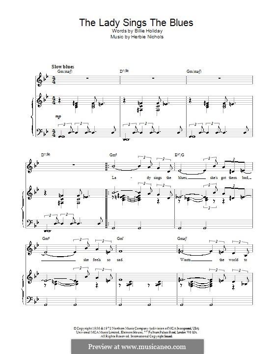 The Lady Sings the Blues (Billie Holiday): Einfache Noten für Klavier by Herbie Nichols