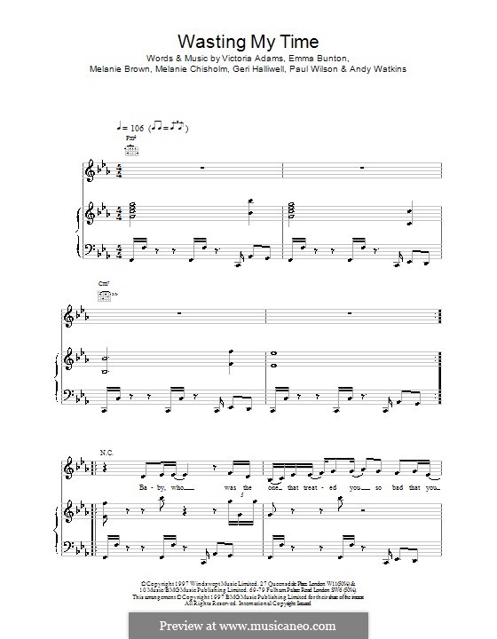 Wasting My Time (The Spice Girls): Für Stimme und Klavier (oder Gitarre) by Emma Bunton, Melanie Brown, Victoria Adams