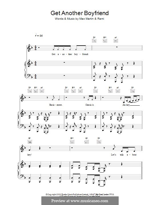 Get Another Boyfriend (Backstreet Boys): Für Stimme und Klavier (oder Gitarre) by Martin Martin