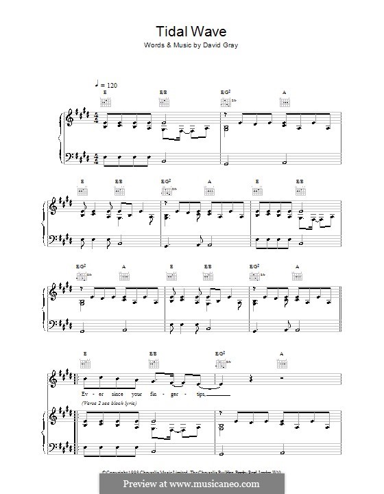 Tidal Wave: Für Stimme und Klavier (oder Gitarre) by David Gray