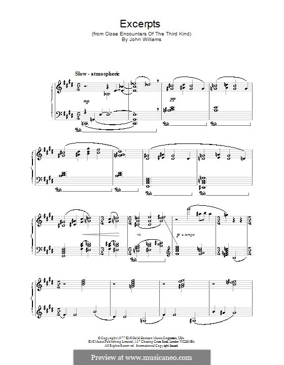 Excerpts (from Close Encounters of the Third Kind): Für Klavier by John Williams