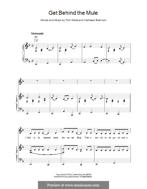 Get Behind the Mule: Für Stimme und Klavier (oder Gitarre) by Kathleen Brennan