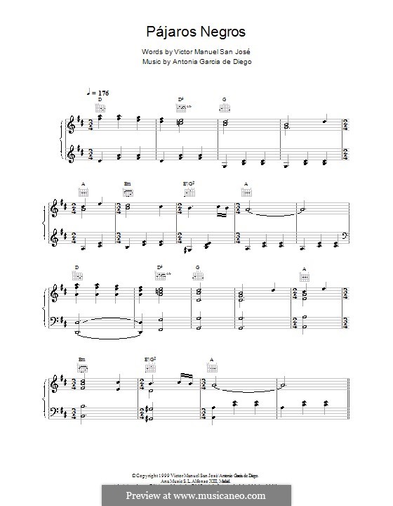Pájaros Negros: Für Stimme und Klavier (oder Gitarre) by Antonia Garcia de Diego