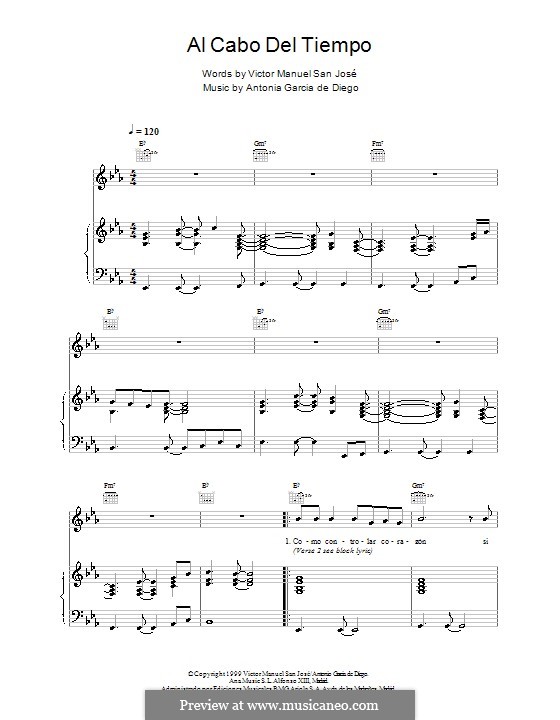 Al Cabo Del Tiempo: Für Stimme und Klavier (oder Gitarre) by Antonia Garcia de Diego