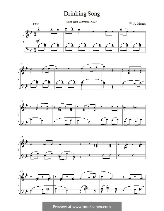 Finch' han dal vino: Für Klavier by Wolfgang Amadeus Mozart