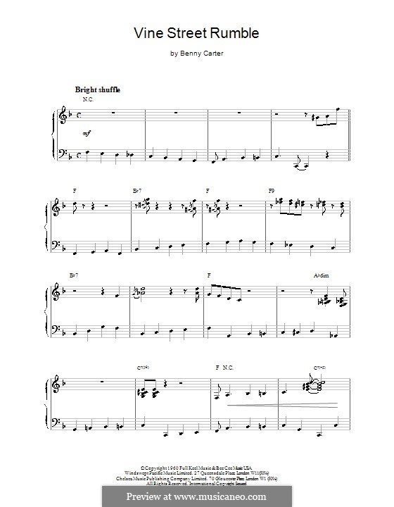 Vine Street Rumble: Für Klavier by Benny Carter