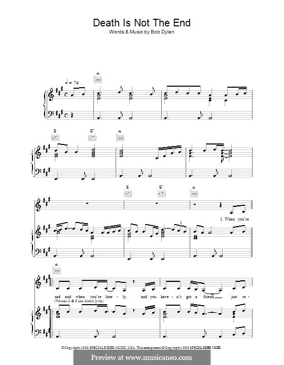 Death Is Not the End: Für Stimme und Klavier (oder Gitarre) by Bob Dylan