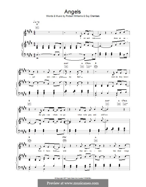 Angels: Für Stimme und Klavier (oder Gitarre) by Guy Chambers, Robbie Williams