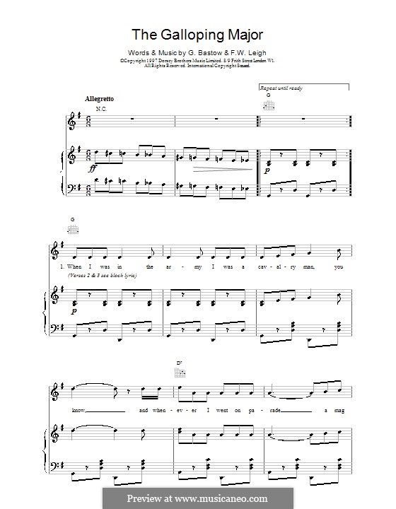 The Galloping Major: Für Stimme und Klavier (oder Gitarre) by George Henry Bastow