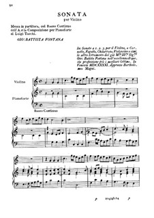 Sonate für Violine und Basso Continuo: Sonate für Violine und Basso Continuo by Giovanni Battista Fontana