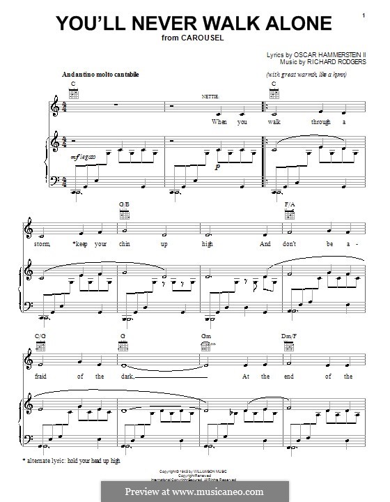 You'll Never Walk Alone (from Carousel): Für Stimme mit Klavier oder Gitarre by Richard Rodgers