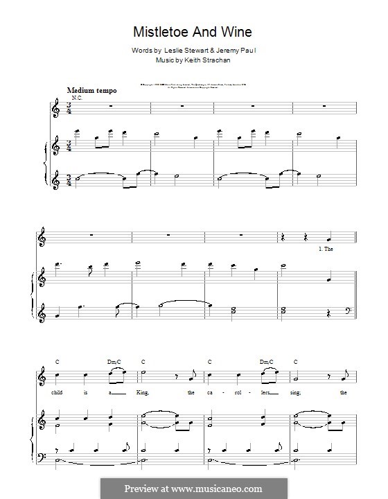 Mistletoe and Wine (Cliff Richard): Für Stimme und Klavier (oder Gitarre) by Keith Strachan
