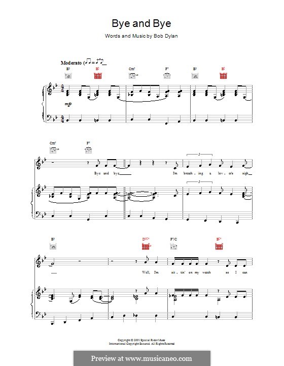Bye and Bye: Für Stimme und Klavier (oder Gitarre) by Bob Dylan