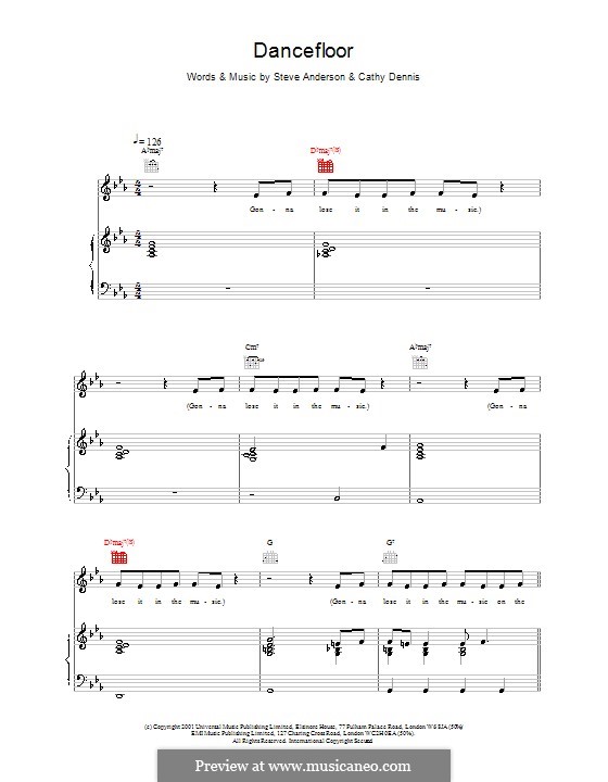 Dancefloor (Kylie Minogue): Für Stimme und Klavier (oder Gitarre) by Cathy Dennis, Steve Anderson