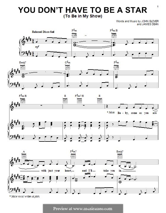 You Don't Have To Be a Star (To Be in My Show): Für Stimme und Klavier (oder Gitarre) by James A. Dean, John Glover