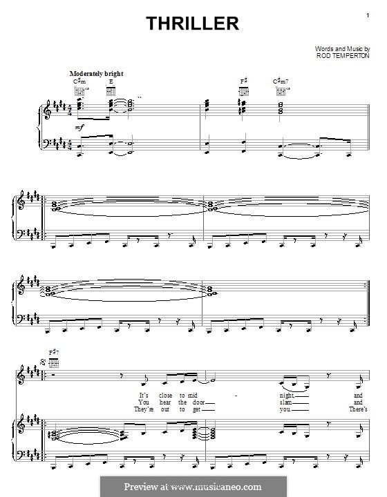 Thriller: Für Stimme mit Klavier oder Gitarre by Rod Temperton