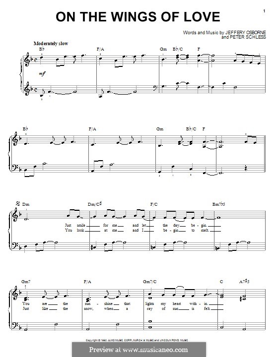 On the Wings of Love: Einfache Noten für Klavier by Peter Schless
