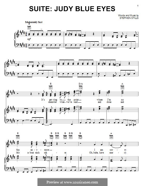 Judy Blue Eyes (Suite): Für Stimme und Klavier (oder Gitarre) by Stephen Stills