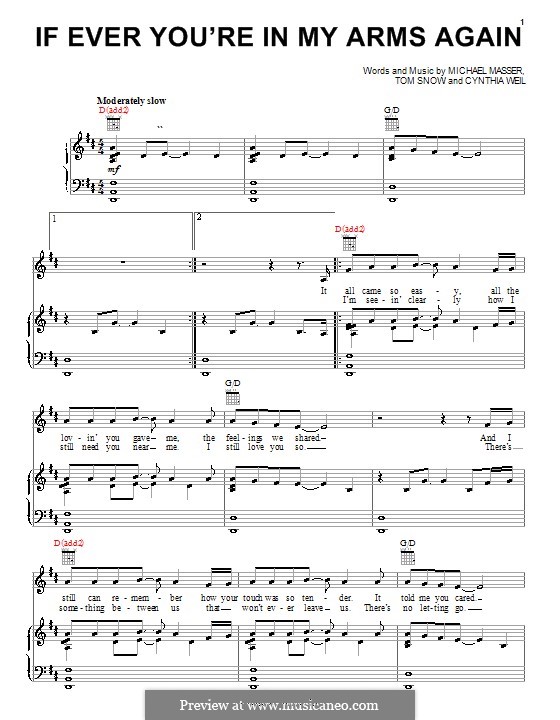 If Ever You're in My Arms Again (Peabo Bryson): Für Stimme und Klavier (oder Gitarre) by Cynthia Weil, Michael Masser, Tom Snow
