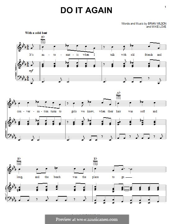 Do It Again (The Beach Boys): Für Stimme und Klavier (oder Gitarre) by Brian Wilson, Mike Love