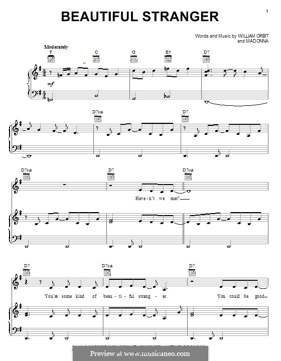 Beautiful Stranger: Für Stimme und Klavier (oder Gitarre) by Madonna, William Orbit