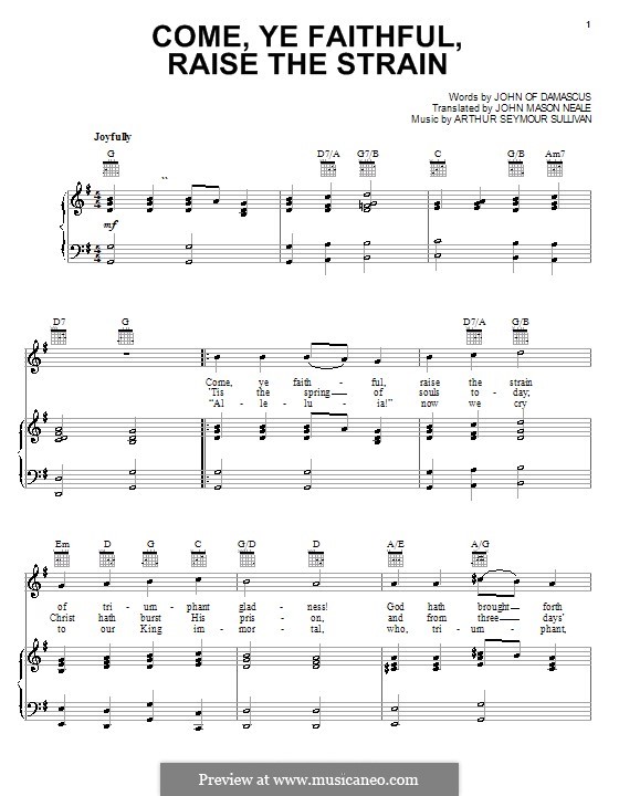 Come, Ye Faithful, Raise the Strain: Für Stimme und Klavier (oder Gitarre) by Arthur Sullivan