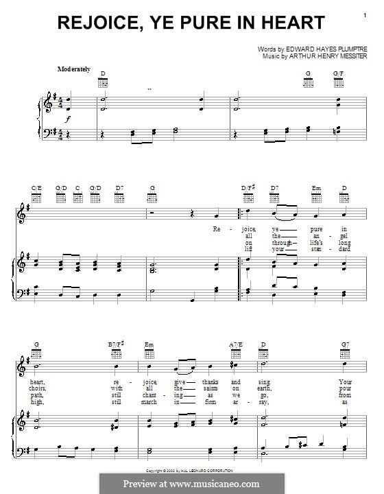 Rejoice, Ye Pure in Heart: Für Stimme und Klavier (oder Gitarre) by Arthur Henry Messiter