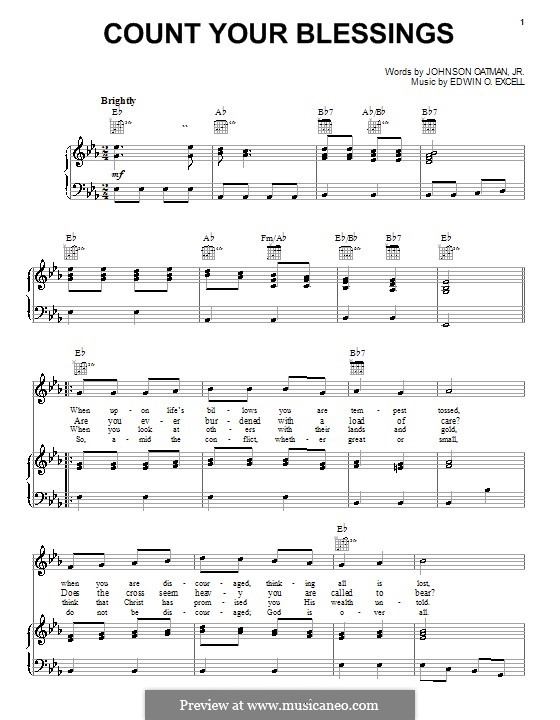 Count Your Blessings: Für Stimme und Klavier (oder Gitarre) by Edwin Othello Excell