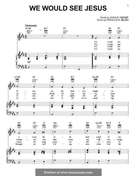 We Would See Jesus: Für Stimme und Klavier (oder Gitarre) by Franklin E. Belden