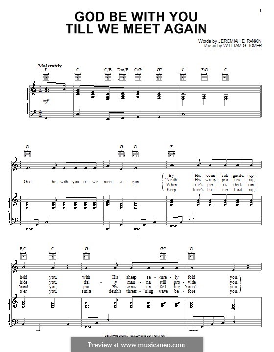 God Be with You Till We Meet Again: Für Stimme mit Klavier oder Gitarre by William Gould Tomer