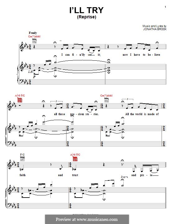 I'll Try. Reprise (from Peter Pan: Return to Neverland): Für Stimme und Klavier (oder Gitarre) by Jonatha Brooke
