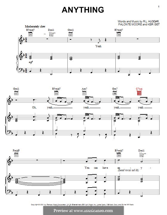 Anything (Jaheim Featuring Next): Für Stimme und Klavier (oder Gitarre) by Falonte Moore, Keir Gist, Robert Huggar