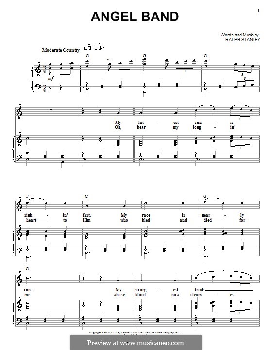 Angel Band (The Stanley Brothers): Für Stimme und Klavier (oder Gitarre) by Ralph Stanley