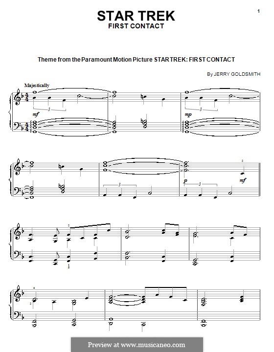Thema aus Star Trek: Der Erste Kontakt: Für Klavier by Jerry Goldsmith