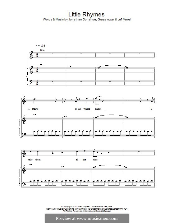 Little Rhymes (Mercury Rev): Für Stimme und Klavier (oder Gitarre) by Jonathan Donahue