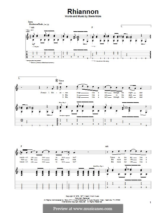 Rhiannon (Fleetwood Mac): Für Gitarre mit Tabulatur by Stevie Nicks