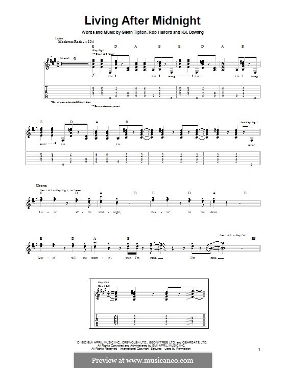 Living After Midnight (Judas Priest): Für Gitarre mit Tabulatur by Glenn Tipton, K. K. Downing, Robert Halford