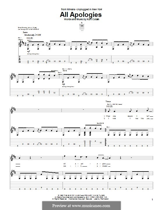All Apologies (Nirvana): Für Gitarre mit Tabulatur by Kurt Cobain