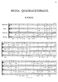 Missa Quadragesimalis, K.29: Missa Quadragesimalis by Johann Fux